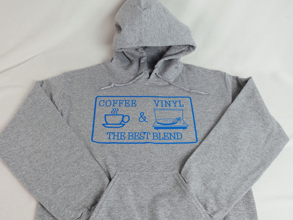 Coffee & Vinyl Hoodie - Gray - Image 5