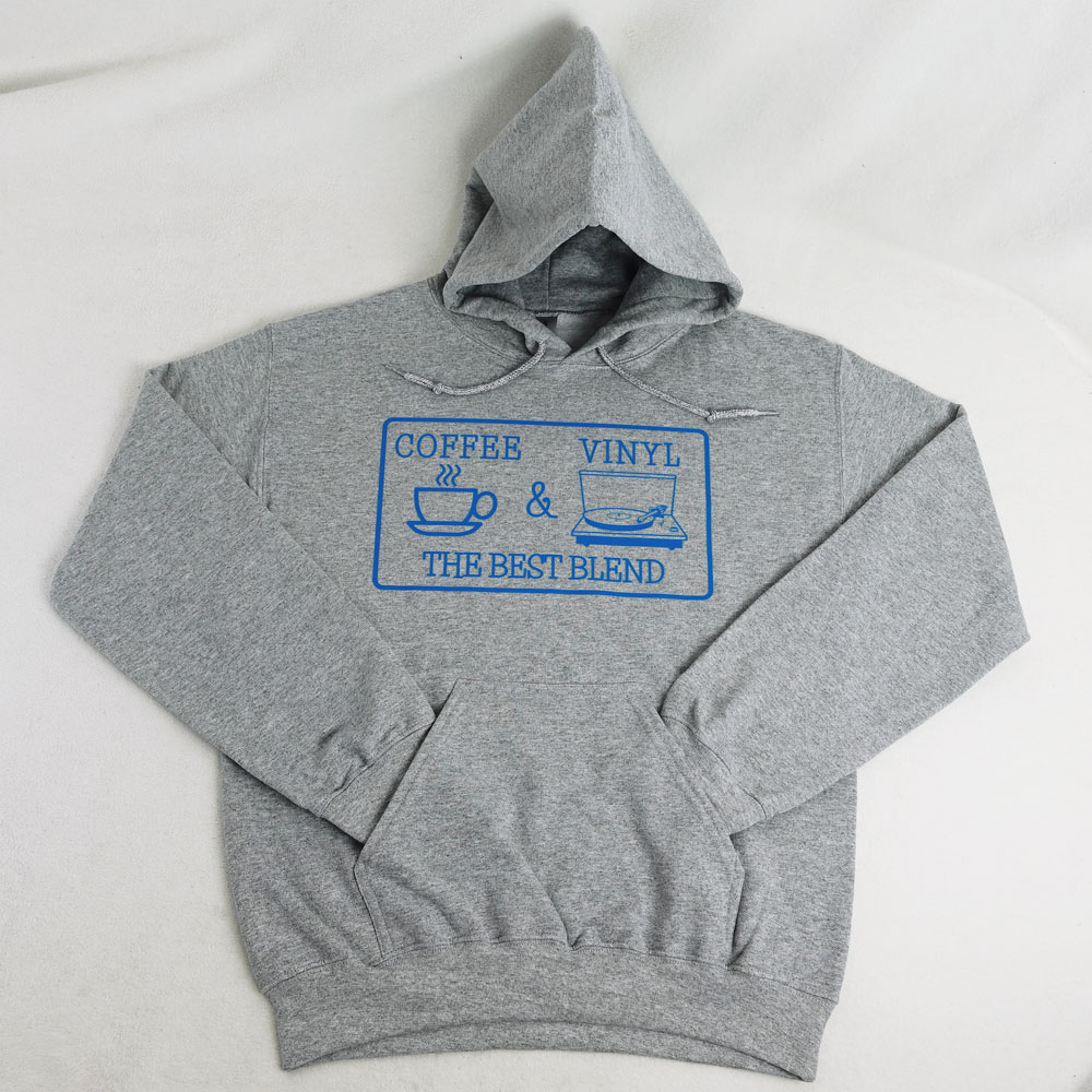 Coffee & Vinyl Hoodie - Gray - Image 3