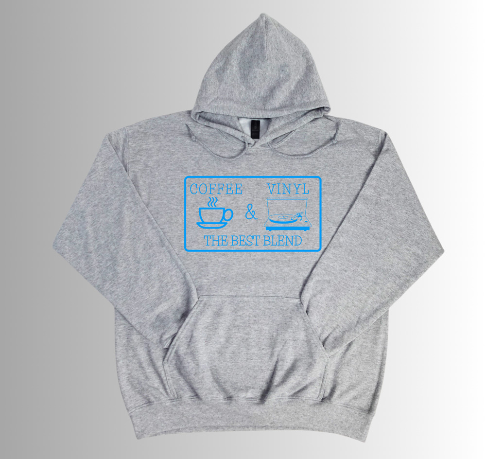 Coffee & Vinyl Hoodie - Gray - Image 2