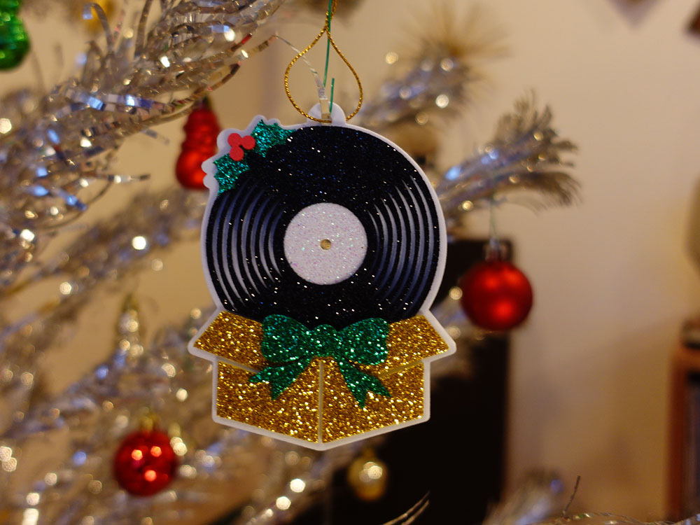 Vinyl Record in a Gift Box Ornament - Golden - Image 3