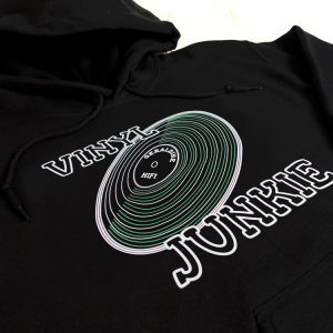 Vinyl Junkie Hoodie Sweatshirt - Black - Geraldine Hifi