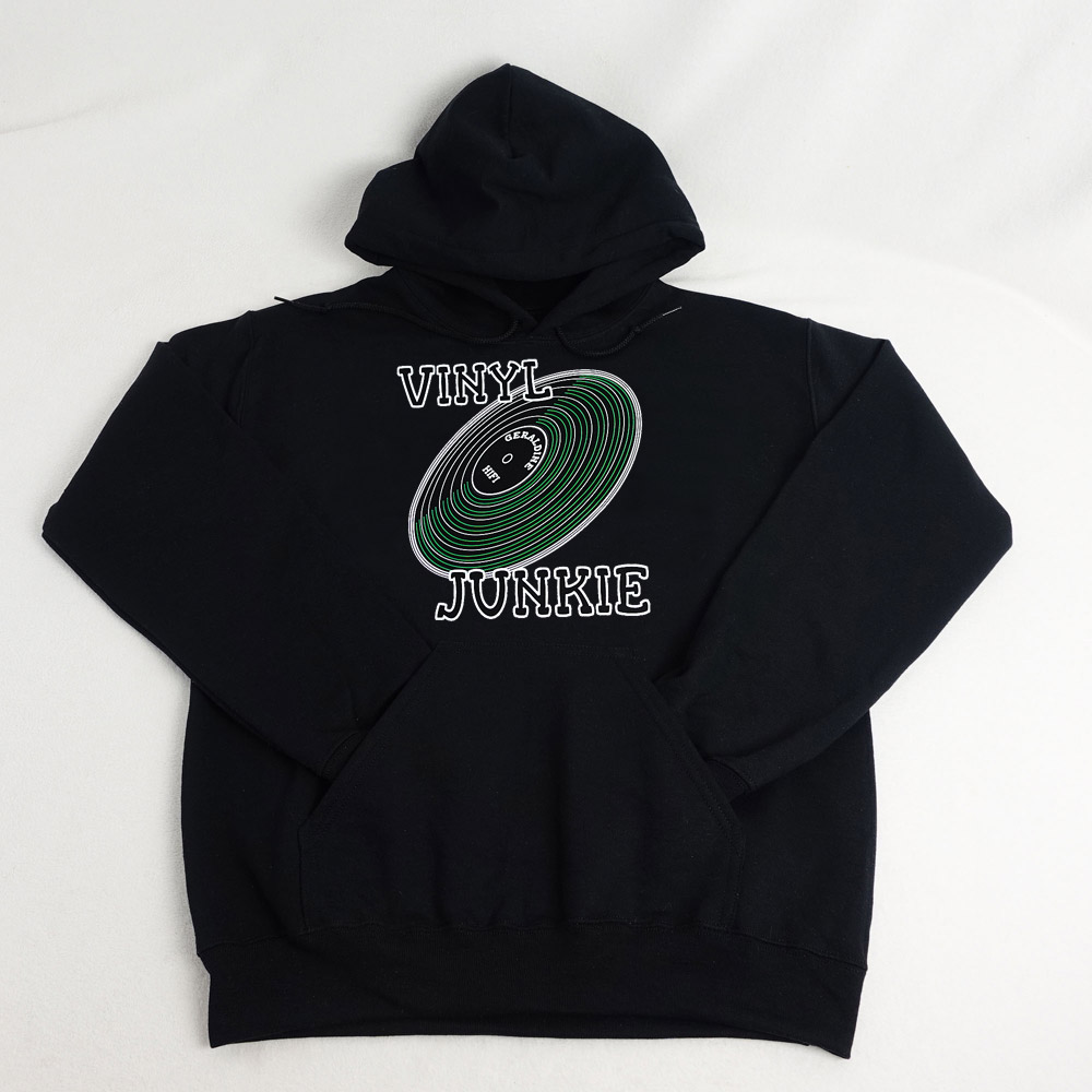 Vinyl Junkie Hoodie Sweatshirt - Black - Geraldine Hifi - Image 3